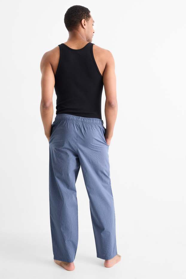 Herren - Pyjamahose - gestreift - dunkelblau