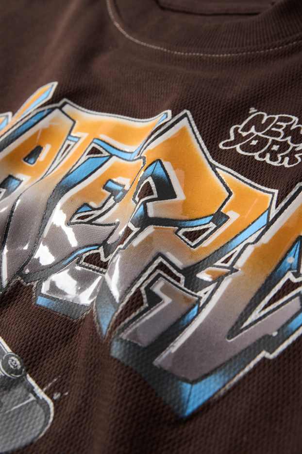 Kinder Jungen - Skater - Kurzarmshirt - dunkelbraun