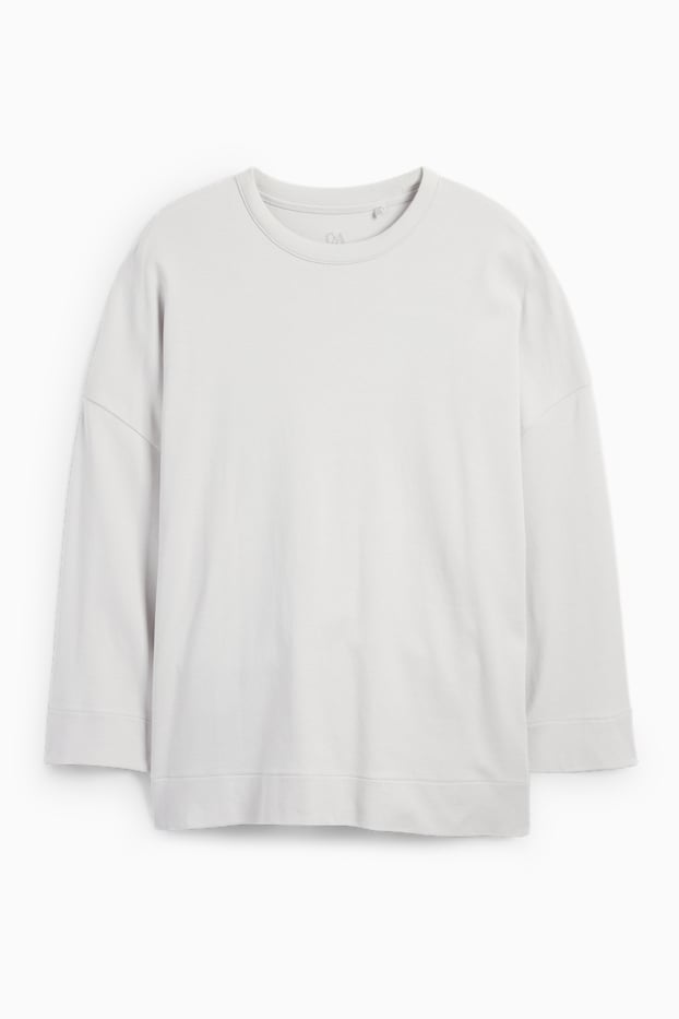 Femei - Bluză de molton basic - gri deschis