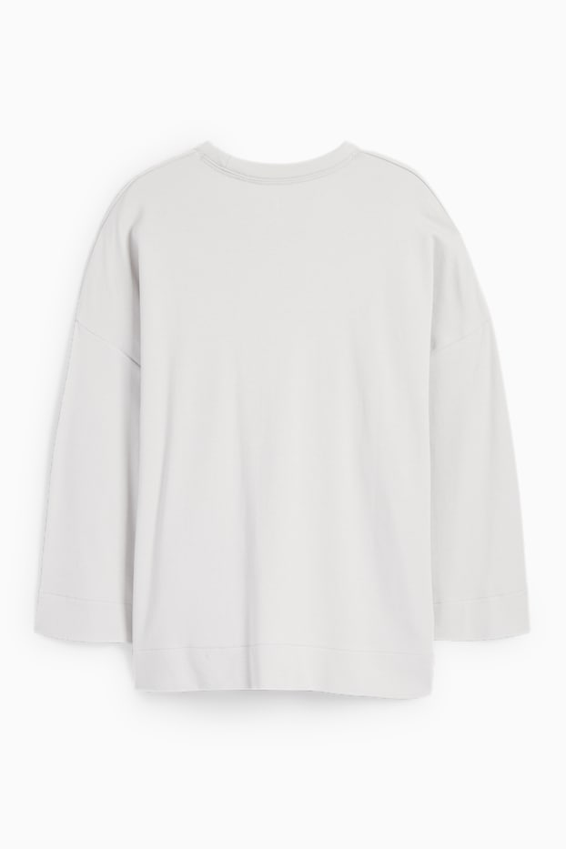 Femei - Bluză de molton basic - gri deschis