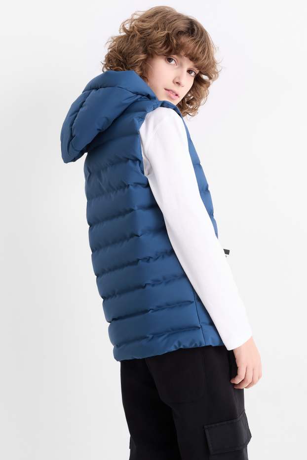 Children Boys - Quilted gilet with hood - water-repellent - blue