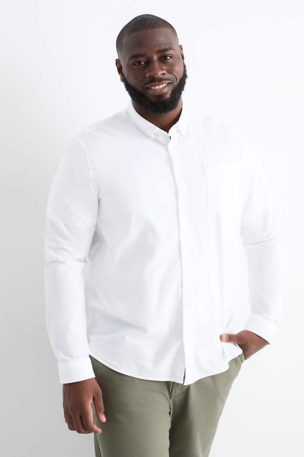 Hommes - Chemise - regular fit - col button-down - blanc