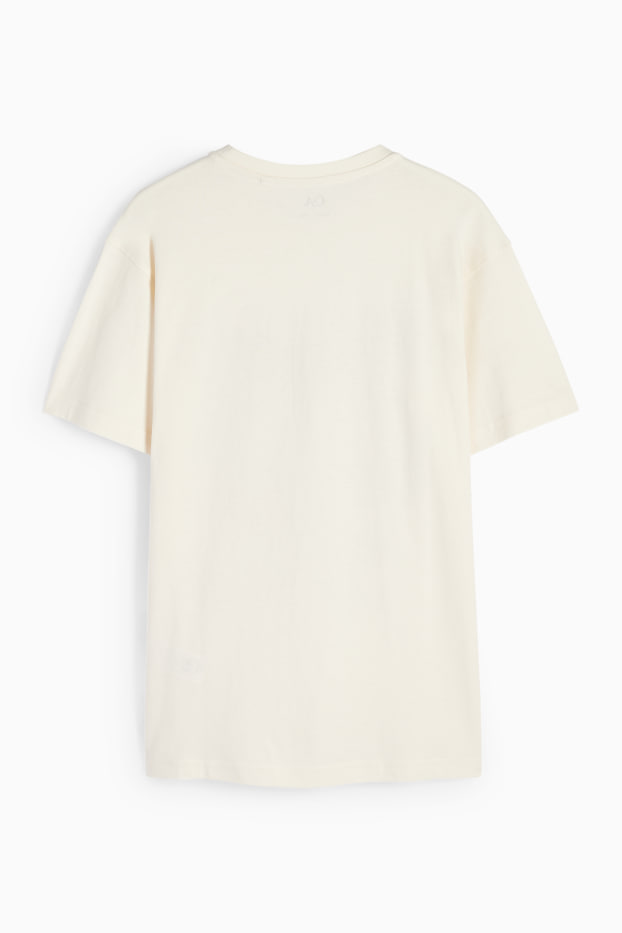 Copii - Băieți - Iepure cu minge de baschet - tricou cu mânecă scurtă - alb-crem