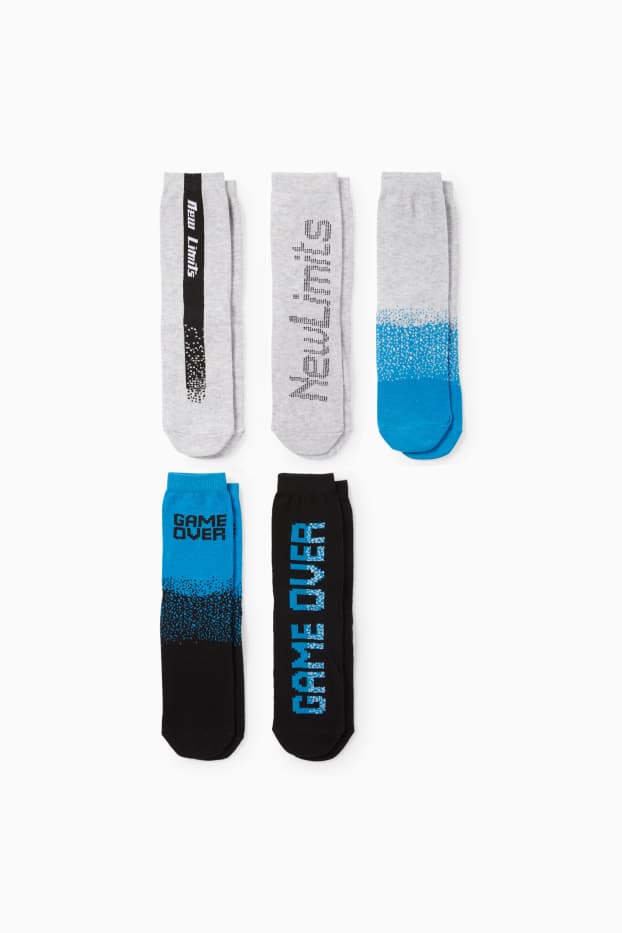 Kinder Buben - Multipack 5er - Gaming - Socken mit Motiv - schwarz