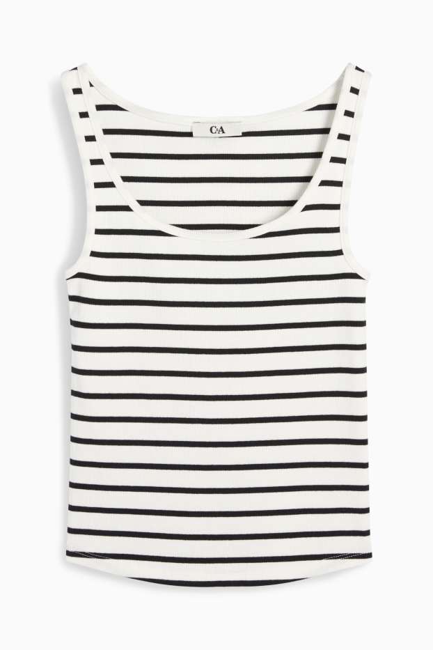 Dona - Samarreta sense mànigues crop - de canalé - de ratlles - blanc/negre