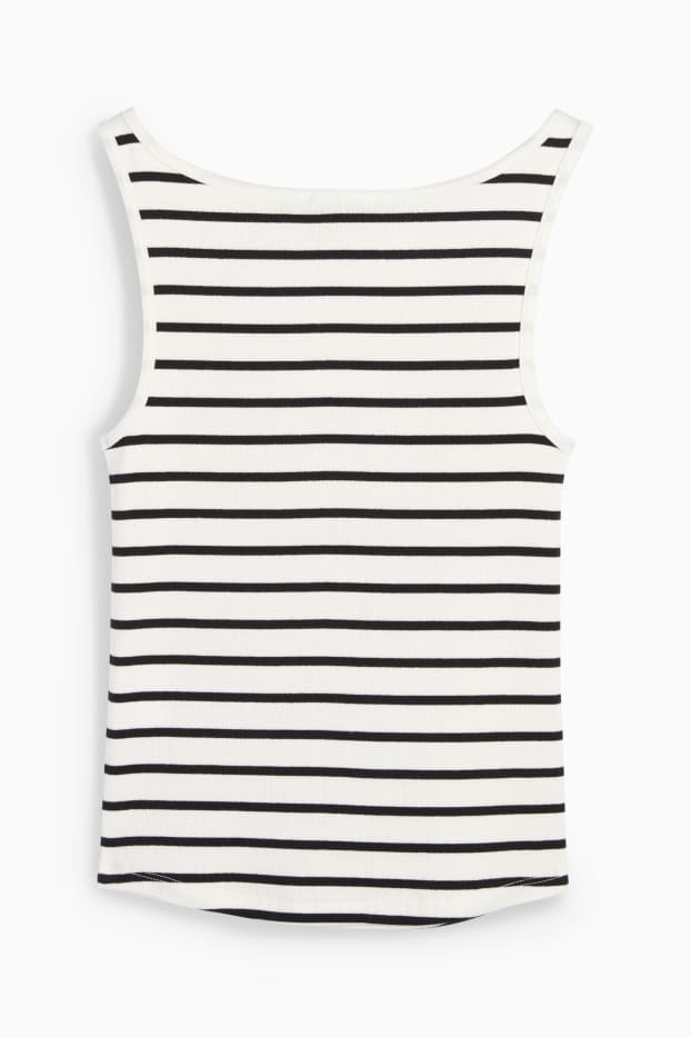 Dona - Samarreta sense mànigues crop - de canalé - de ratlles - blanc/negre