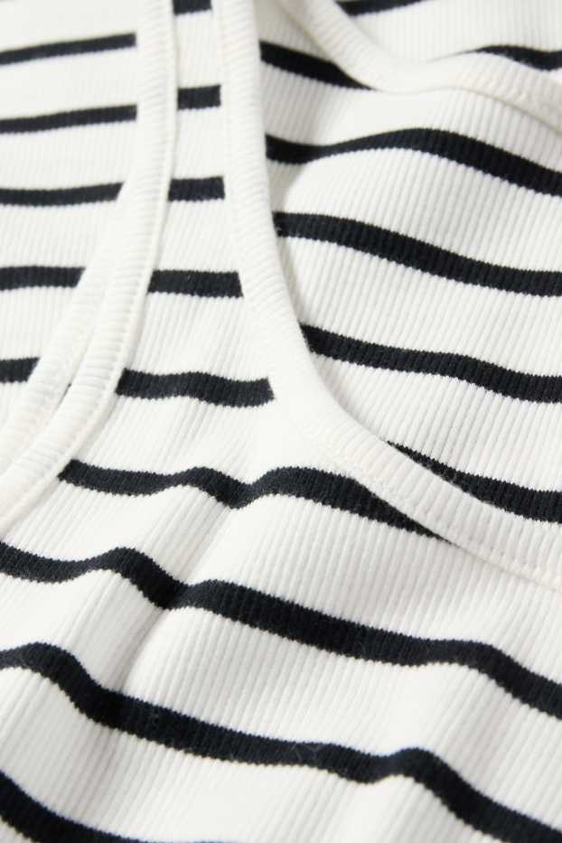 Dona - Samarreta sense mànigues crop - de canalé - de ratlles - blanc/negre