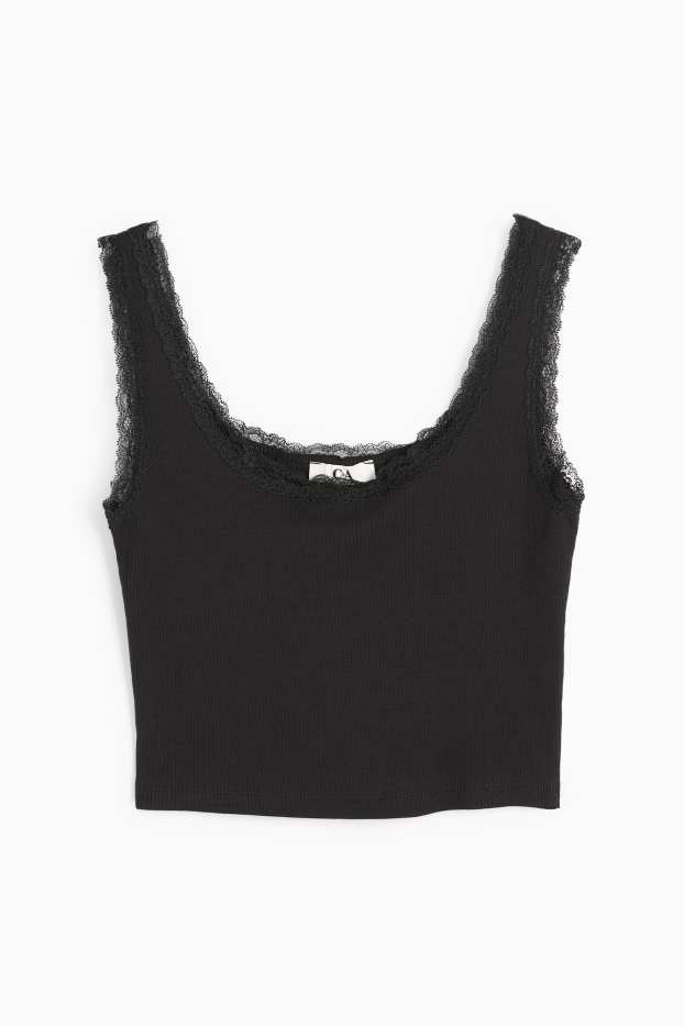 Dona - Samarreta sense mànigues crop - de canalé - negre