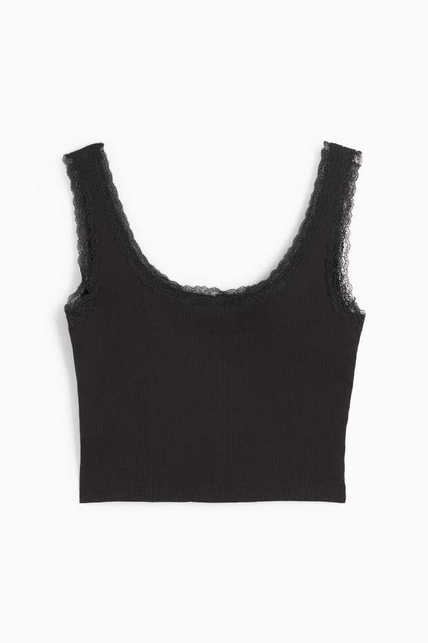 Dona - Samarreta sense mànigues crop - de canalé - negre