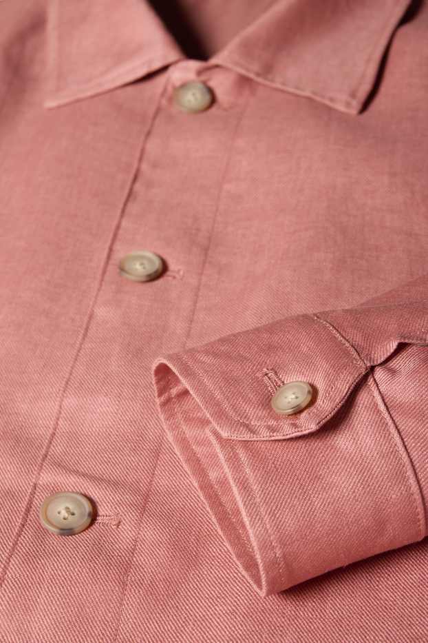 Men - Linen shirt jacket - dark rose
