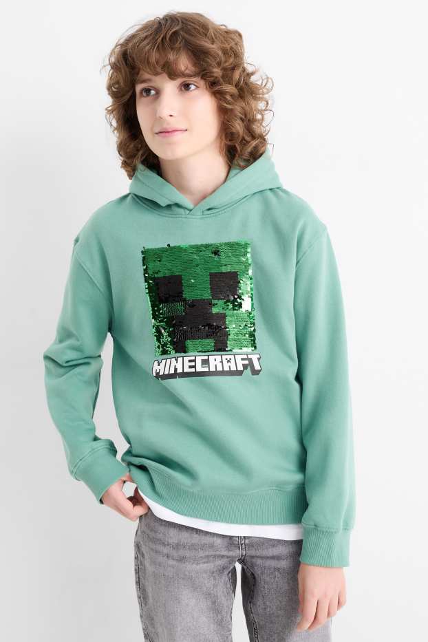 Kinder Jungen - Minecraft - Hoodie - Glanz-Effekt - grün