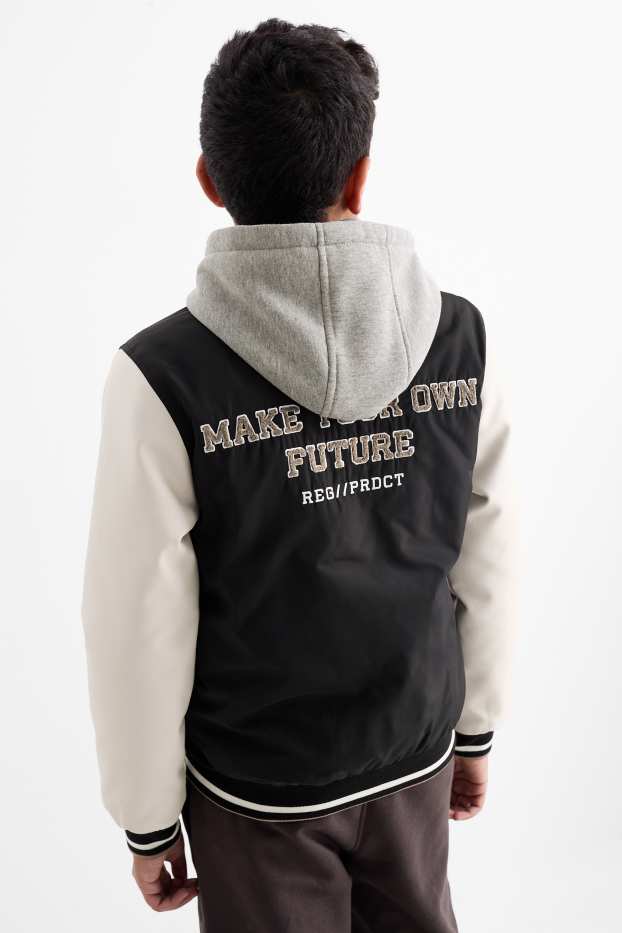 Kinder Jungen - Collegejacke mit Kapuze - schwarz