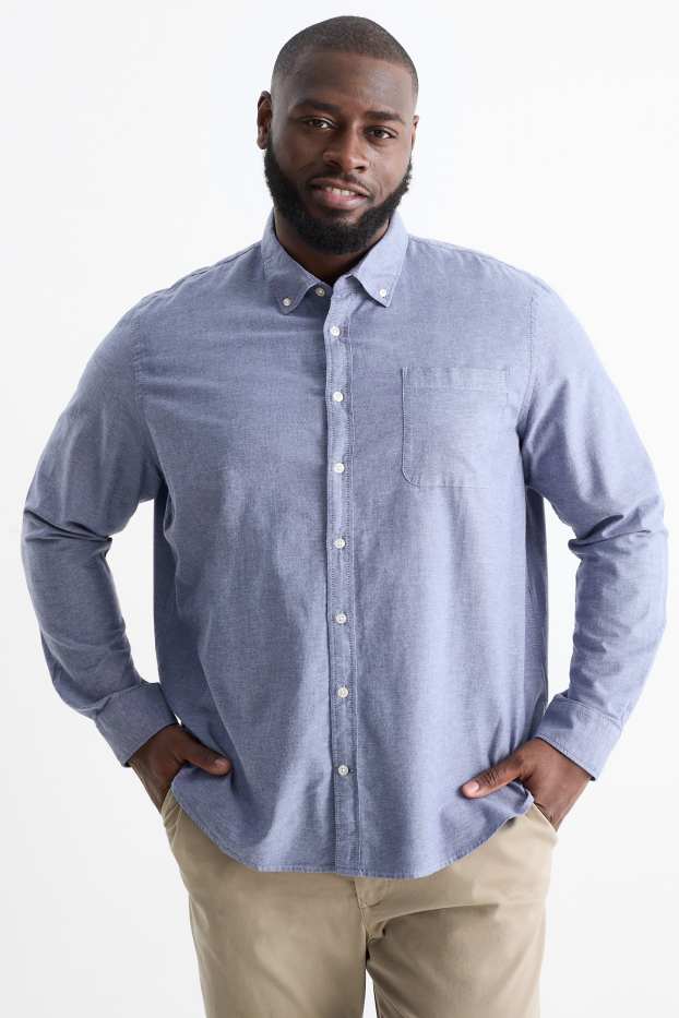 Home - Camisa - regular fit - button-down - blau fosc