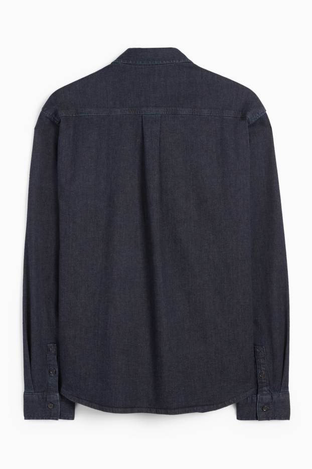 Bărbați - Cămașă din denim - regular fit - guler Kent - denim-albastru închis