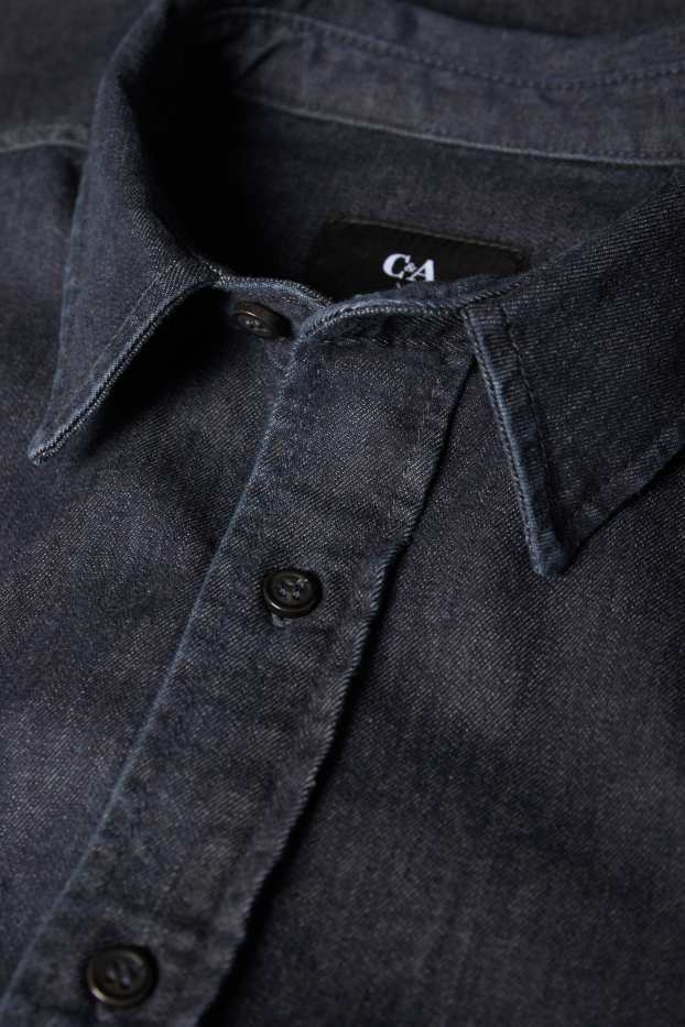 Bărbați - Cămașă din denim - regular fit - guler Kent - denim-albastru închis