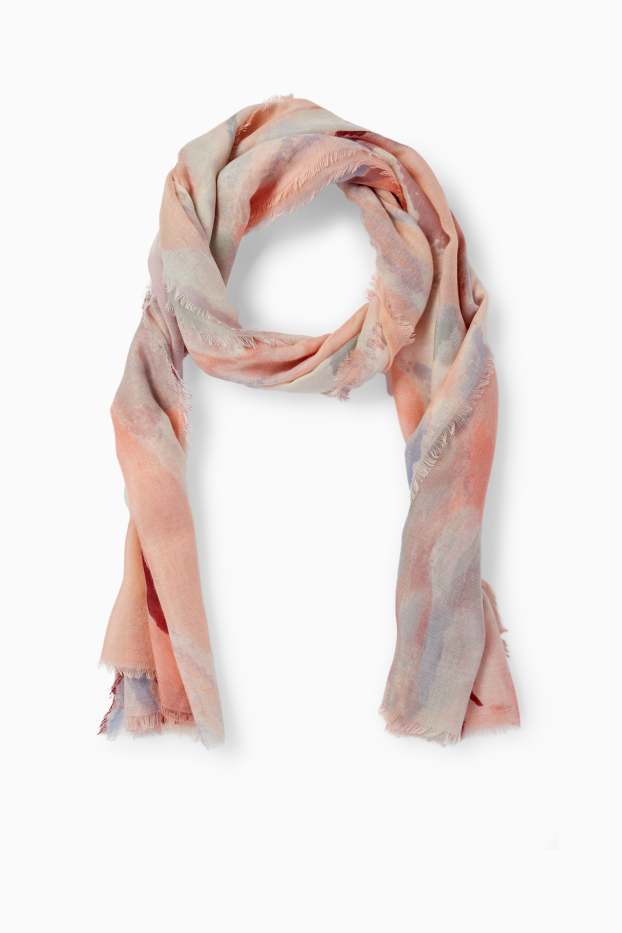 Women - Scarf - patterned - salmon coloured