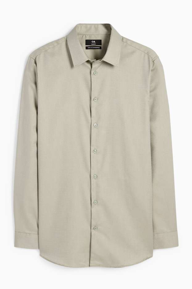 Hommes - Chemise de bureau - slim fit - col kent - facile à repasser - vert clair