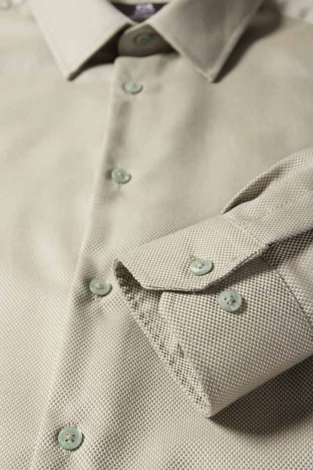 Hommes - Chemise de bureau - slim fit - col kent - facile à repasser - vert clair