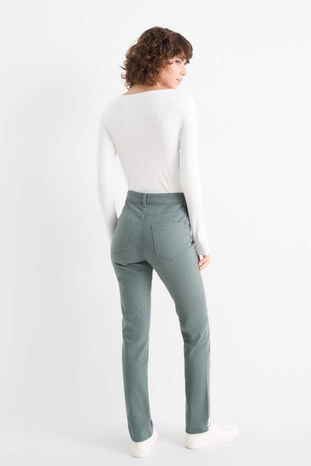 Kobiety - Spodnie materiałowe - wysoki stan - slim fit - zielony