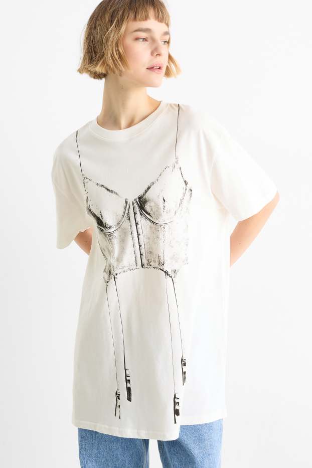 Dames - T-shirt - crème wit