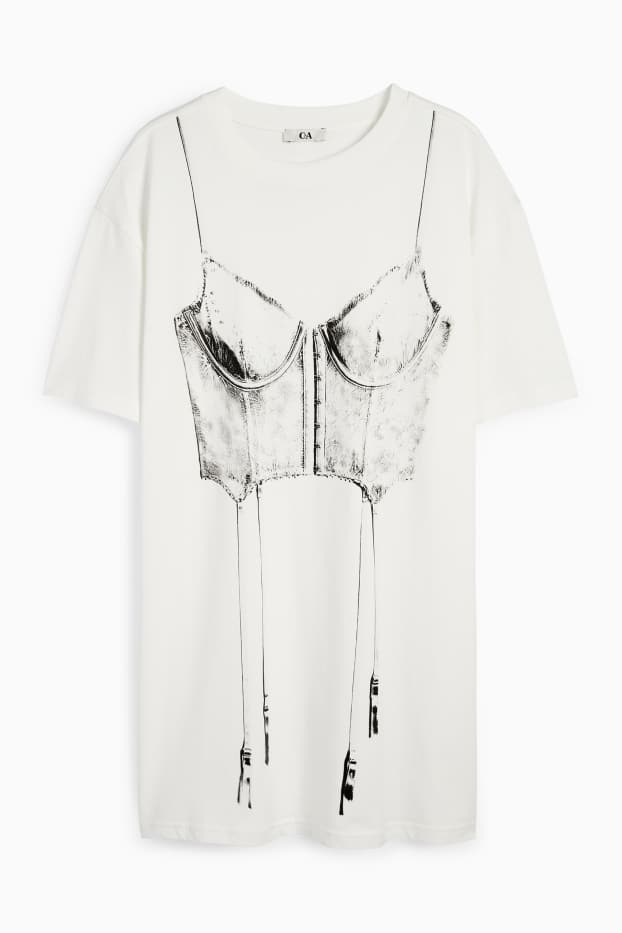 Dames - T-shirt - crème wit