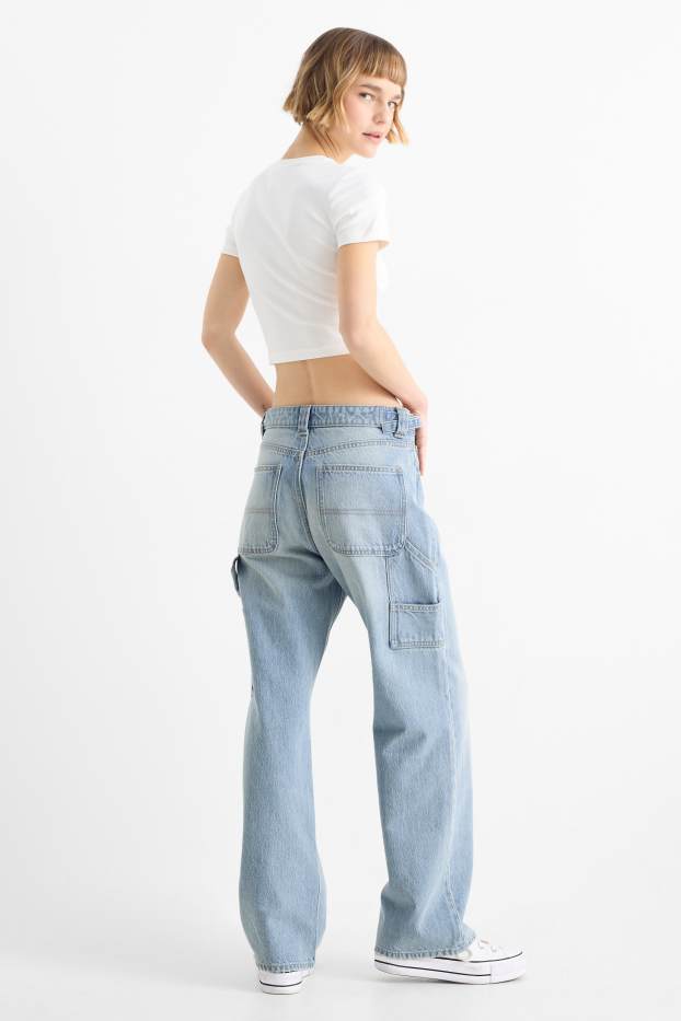 Femei - Baggy jeans - talie medie - denim-albastru deschis