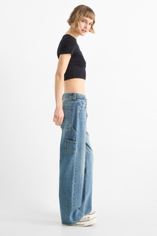 Femmes - Jean baggy - mid waist - jean bleu