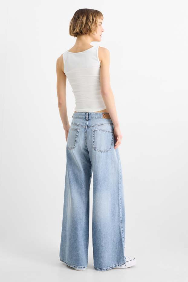 Damen - Wide Leg Jeans - Low Waist - helljeansblau