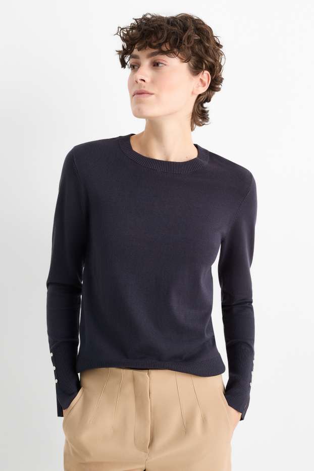 Damen - Feinstrick-Pullover - dunkelblau
