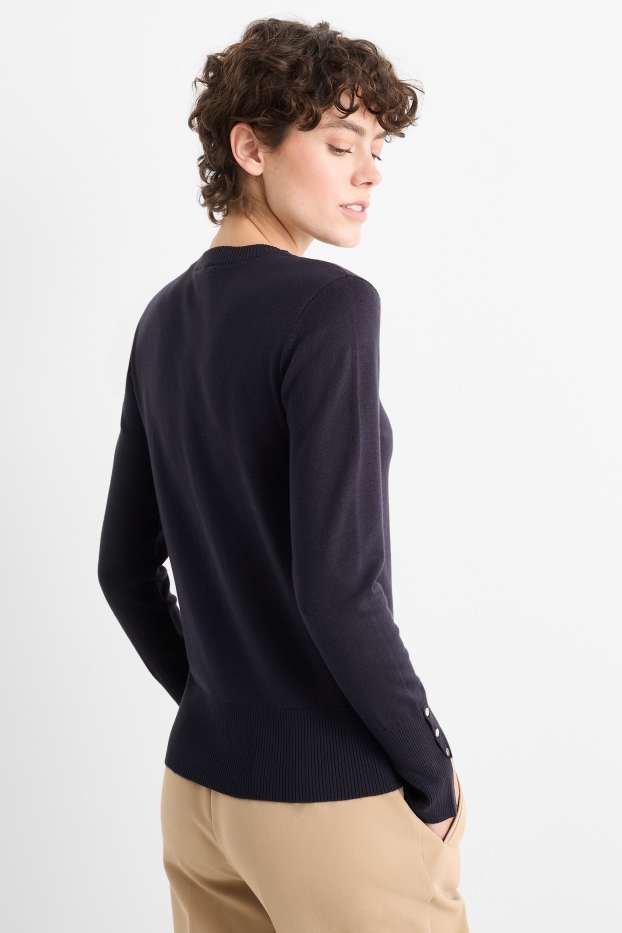 Damen - Feinstrick-Pullover - dunkelblau