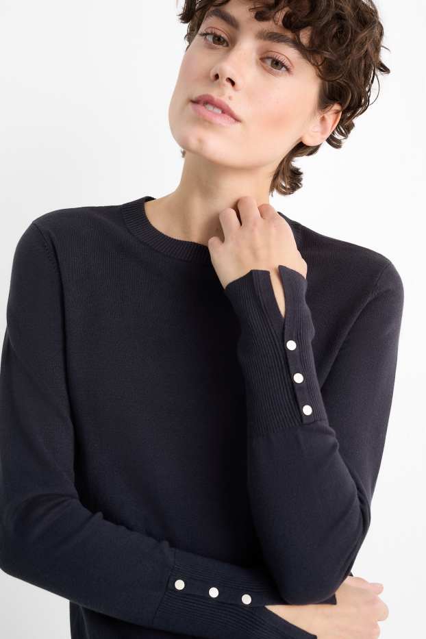 Damen - Feinstrick-Pullover - dunkelblau