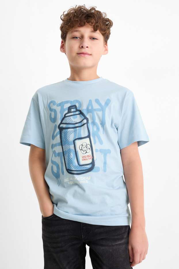 Enfants garçons - Graffiti - T-shirt - bleu clair