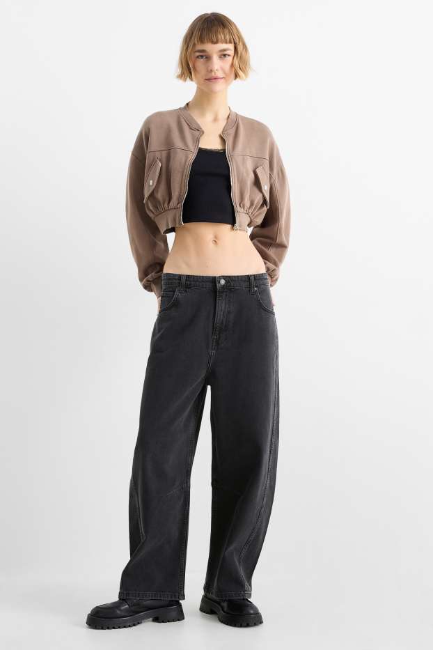 Damen - Balloon Jeans - Mid Waist - jeansgrau