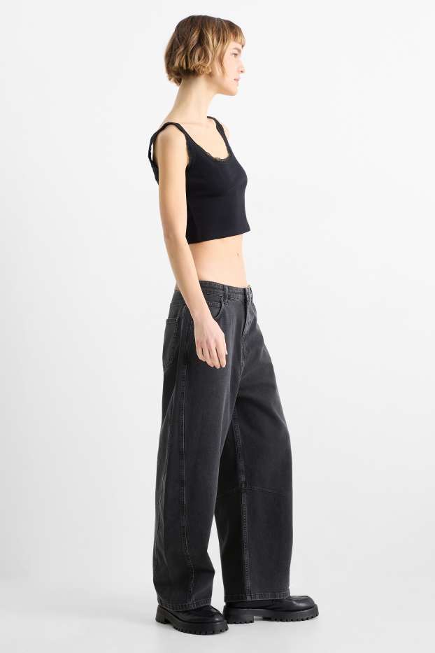 Damen - Balloon Jeans - Mid Waist - jeansgrau