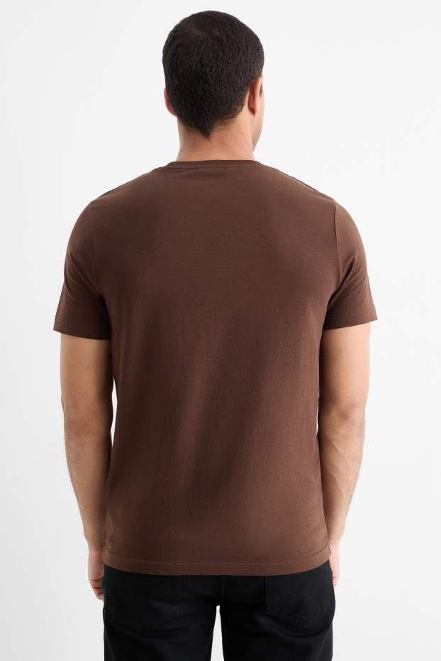 Heren - T-shirt - regular fit - donkerbruin