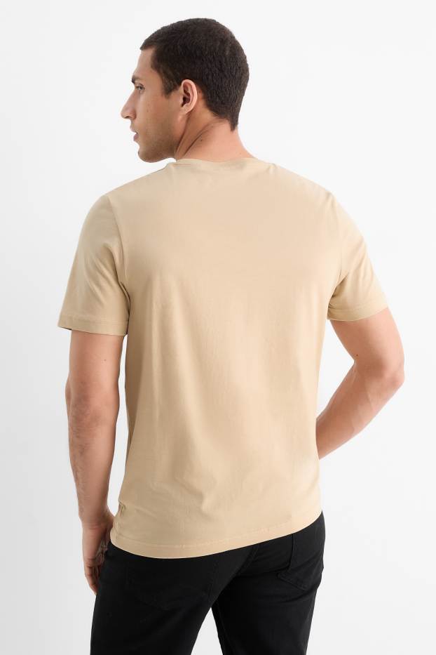 Heren - T-shirt - regular fit - beige