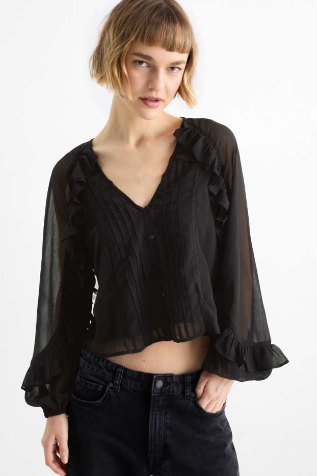 Women - Chiffon blouse - black