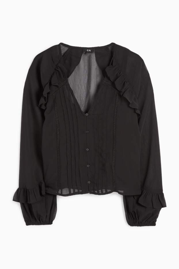 Women - Chiffon blouse - black
