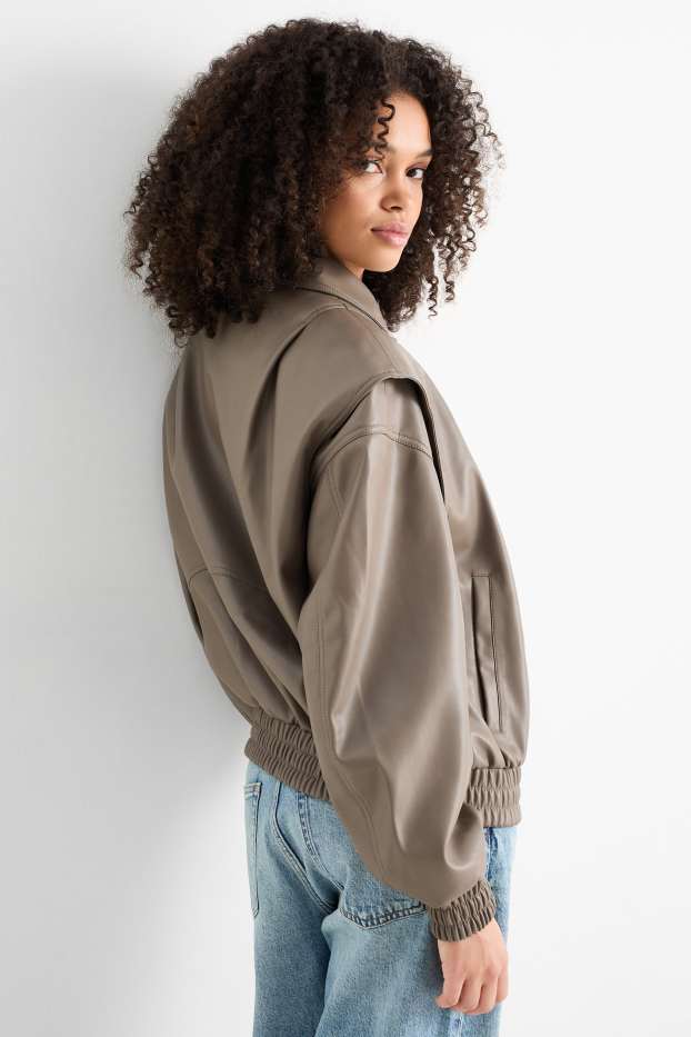 Damen - Blouson - Lederimitat - hellbraun