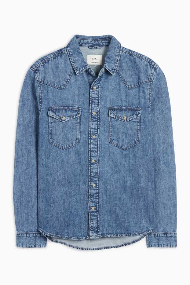 Hommes - Chemise en jean - regular fit - col kent - jean bleu