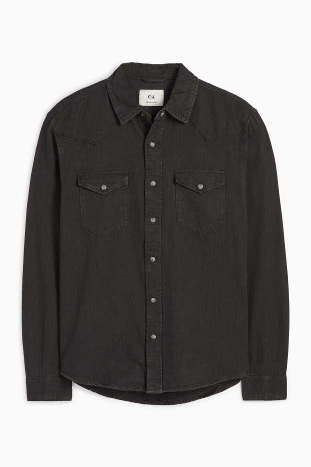 Home - Camisa texana - regular fit - Kent - negre