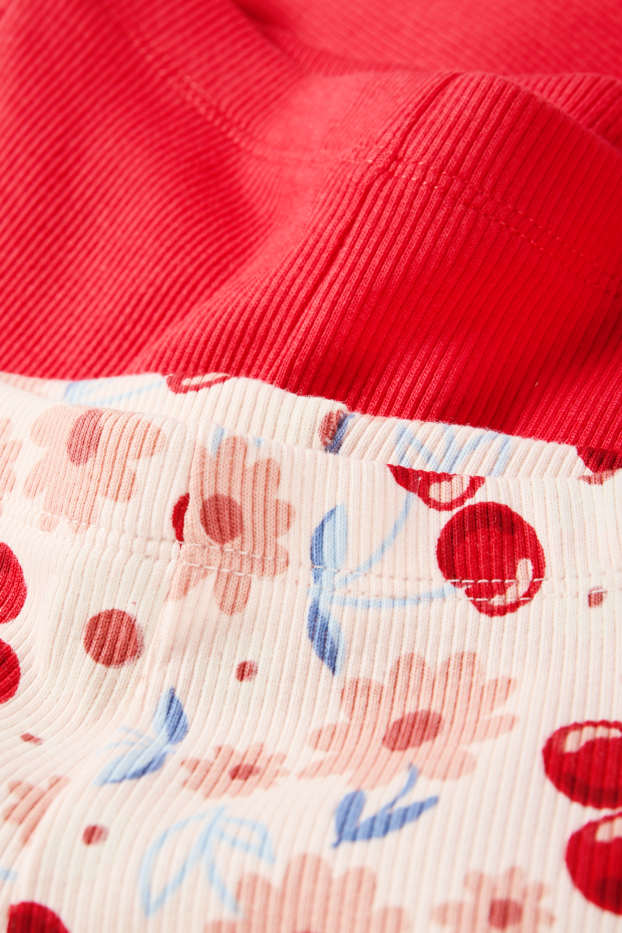 Kinder Mädchen - Multipack 2er - Flared Leggings - gerippt - gemustert - rosa