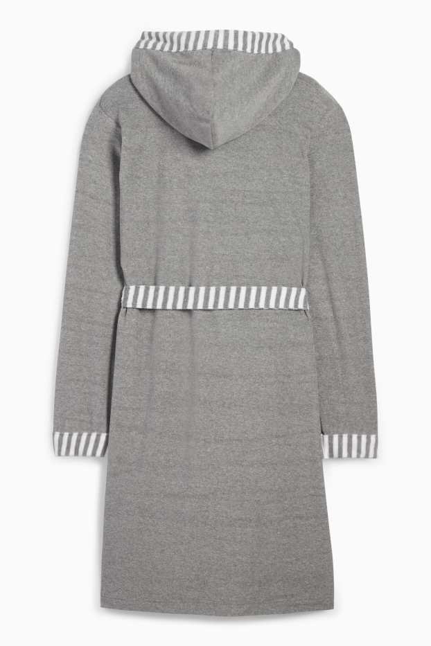 Femmes - Peignoir en éponge à capuche - gris foncé