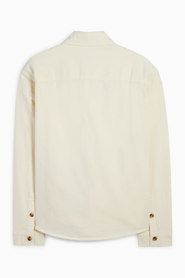 Uomo - Camicia di jeans - relaxed fit - collo all'italiana - bianco crema
