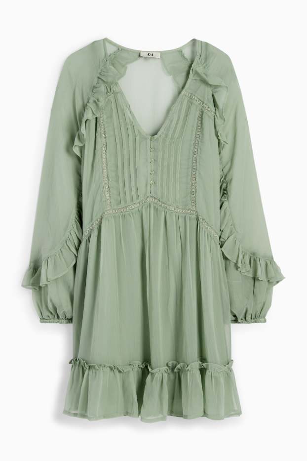 Damen - Chiffon-Kleid - grün