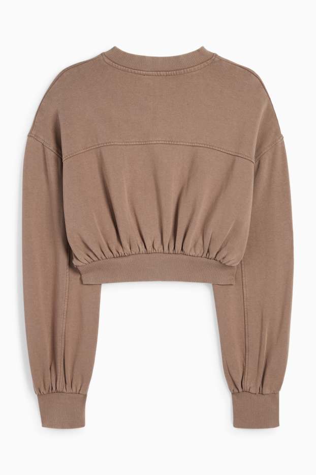 Damen - Crop Sweatjacke - braun