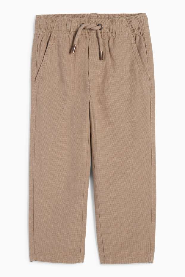 Kinder Jungen - Stoffhose mit Leinen-Anteil - kariert - hellbeige