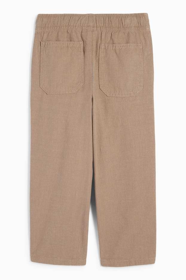 Kinder Jungen - Stoffhose mit Leinen-Anteil - kariert - hellbeige