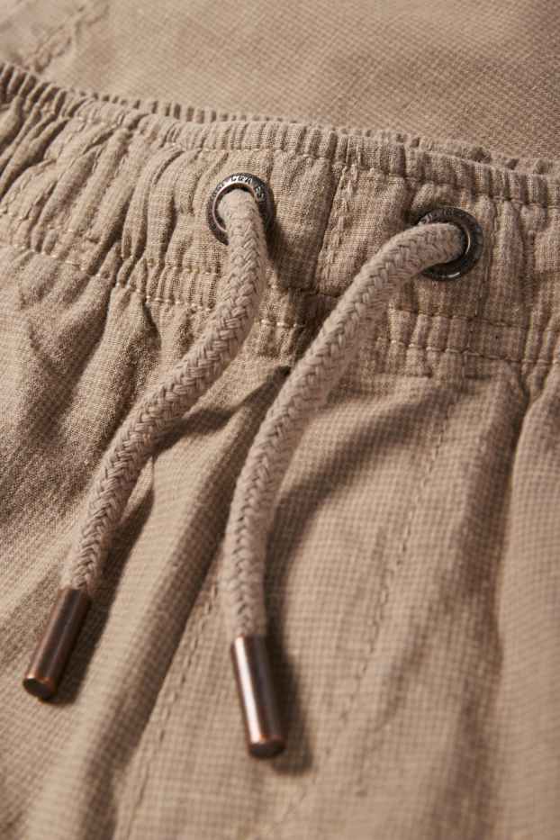Kinder Jungen - Stoffhose mit Leinen-Anteil - kariert - hellbeige