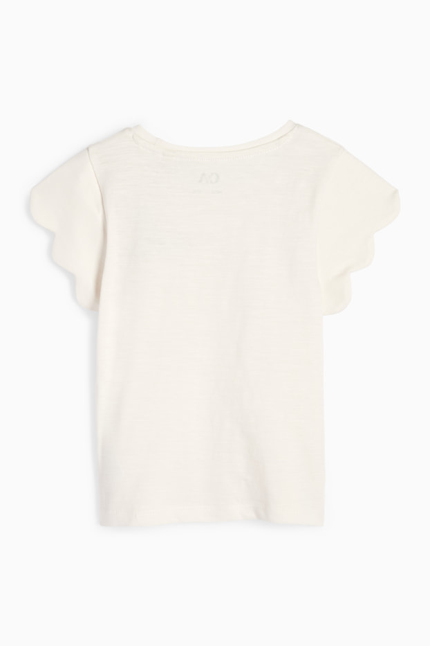 Kinder Mädchen - Blume - Kurzarmshirt - hellbeige